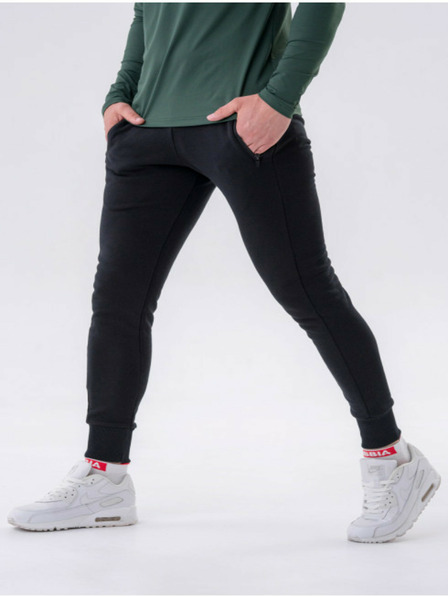 Nebbia Slim tepláky s kapsami na zip „Re-gain“ 320 Black