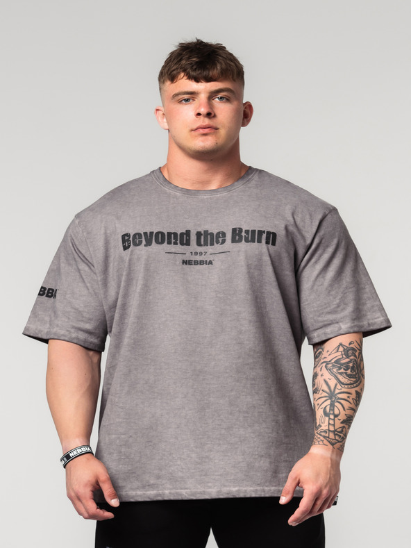 Nebbia Washed-off bavlnený heavyweight tričko GRIND 370