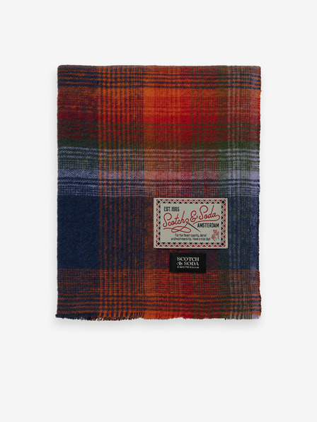 Scotch & Soda Červeno-modrá pánská kostkovaná šála Scotch & Soda