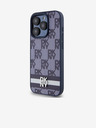 DKNY PU Leather Checkered Pattern and Stripe Zadní Kryt pro iPhone 15 Pro Blue DKNY