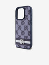 DKNY PU Leather Checkered Pattern and Stripe Zadní Kryt pro iPhone 15 Pro Blue DKNY