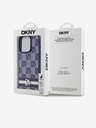 DKNY PU Leather Checkered Pattern and Stripe Zadní Kryt pro iPhone 15 Pro Blue DKNY