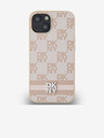 DKNY PU Leather Checkered Pattern and Stripe Zadní Kryt pro iPhone 13 Pink DKNY
