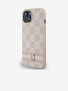 DKNY PU Leather Checkered Pattern and Stripe Zadní Kryt pro iPhone 13 Pink DKNY