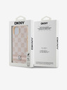 DKNY PU Leather Checkered Pattern and Stripe Zadní Kryt pro iPhone 13 Pink DKNY