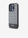 DKNY PU Leather Repeat Pattern Bottom Stripe MagSafe Zadní Kryt pro iPhone 14 Pro Max Black DKNY