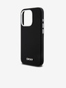 DKNY Liquid Silicone Silver Metal Logo Magsafe Zadní Kryt pro iPhone 15 Pro Black DKNY