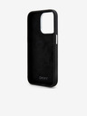DKNY Liquid Silicone Silver Metal Logo Magsafe Zadní Kryt pro iPhone 15 Pro Black DKNY