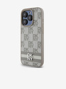 DKNY PU Leather Checkered Pattern and Stripe Zadní Kryt pro iPhone 12/12 Pro Beige DKNY