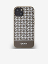 DKNY PU Leather Repeat Pattern Bottom Stripe Zadní Kryt pro iPhone 13 Brown DKNY