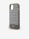 DKNY PU Leather Repeat Pattern Bottom Stripe Zadní Kryt pro iPhone 13 Brown DKNY