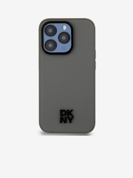 DKNY PU Leather Stack Logo Magsafe Zadní Kryt pro iPhone 15 Pro Grey DKNY