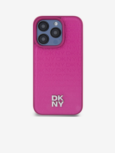 DKNY PU Leather Repeat Pattern Stack Logo Magsafe Zadní Kryt pro iPhone 15 Pro Pink DKNY