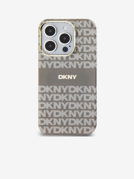 DKNY PC/TPU Repeat Pattern Tonal Stripe Magsafe Zadní Kryt pro iPhone 15 Pro Beige DKNY