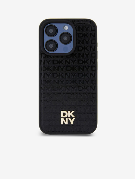 DKNY PU Leather Repeat Pattern Stack Logo Magsafe Zadní Kryt pro iPhone 15 Pro Black DKNY