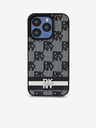 DKNY PU Leather Checkered Pattern and Stripe Zadní Kryt pro iPhone 14 Pro Max Black DKNY