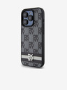 DKNY PU Leather Checkered Pattern and Stripe Zadní Kryt pro iPhone 14 Pro Max Black DKNY