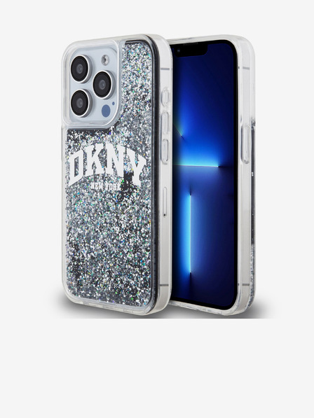 DKNY Liquid Glitter Arch Logo Zadní Kryt pro iPhone 15 Pro Black DKNY