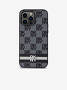 DKNY PU Leather Checkered Pattern and Stripe Zadní Kryt pro iPhone 15 Pro Max Black DKNY