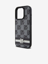 DKNY PU Leather Checkered Pattern and Stripe Zadní Kryt pro iPhone 15 Pro Max Black DKNY