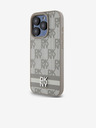 DKNY PU Leather Checkered Pattern and Stripe Zadní Kryt pro iPhone 13 Pro Beige DKNY