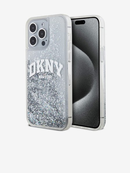 DKNY Liquid Glitter Arch Logo Zadní Kryt pro iPhone 15 Pro Max Transparent DKNY