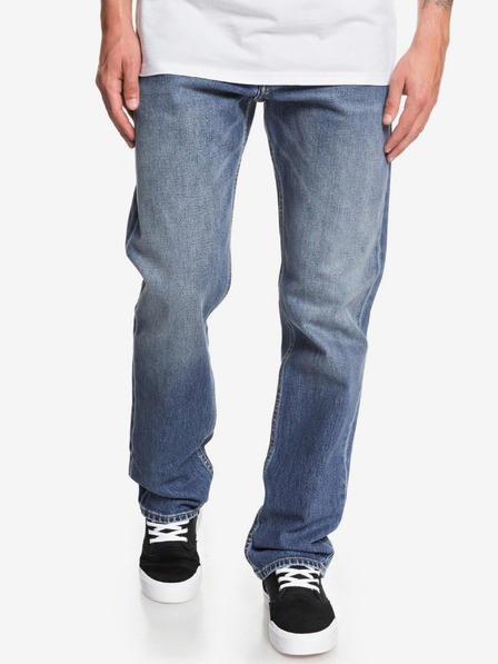 Quiksilver Modré pánské straight fit džíny s vyšisovaným efektem Quiksilver