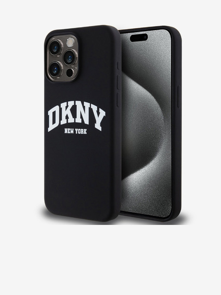 DKNY Liquid Silicone Arch Logo MagSafe Zadní Kryt pro iPhone 15 Pro Max Black DKNY