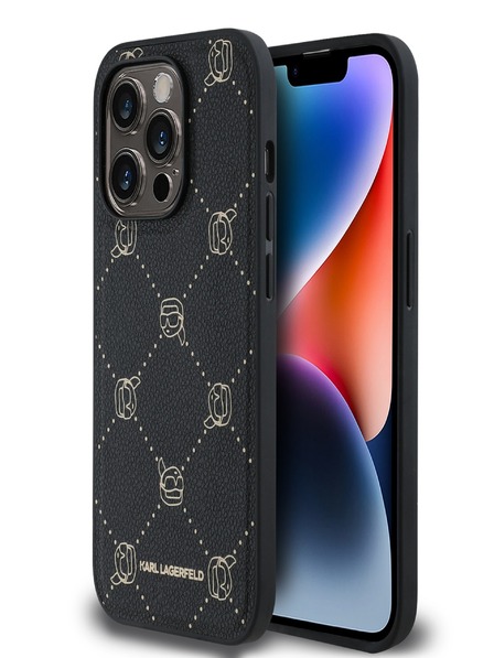 Karl Lagerfeld PU Karl Heads Pattern Magsafe Zadní Kryt pro iPhone 14 Pro Max Black Karl Lagerfeld