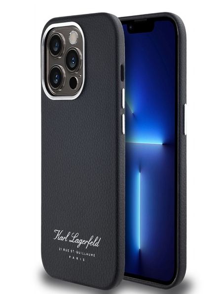 Karl Lagerfeld Grained PU Hotel RSG Zadní Kryt pro iPhone 14 Pro Max Black Karl Lagerfeld