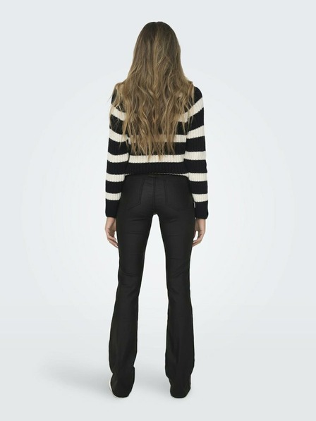 ONLY Černé dámské koženkové skinny flared fit kalhoty ONLY Blush