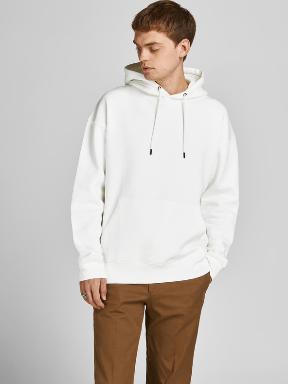 Jack & Jones Bílá pánská basic mikina s kapucí Jack & Jones Star