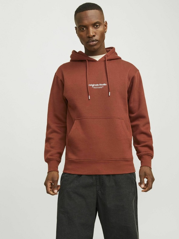 Jack & Jones Hnědá pánská mikina s kapucí Jack & Jones