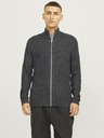 Jack & Jones Šedý pánský svetr na zip Jack & Jones Lewis