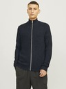 Jack & Jones Tmavě modrý pánský svetr na zip Jack & Jones Lewis