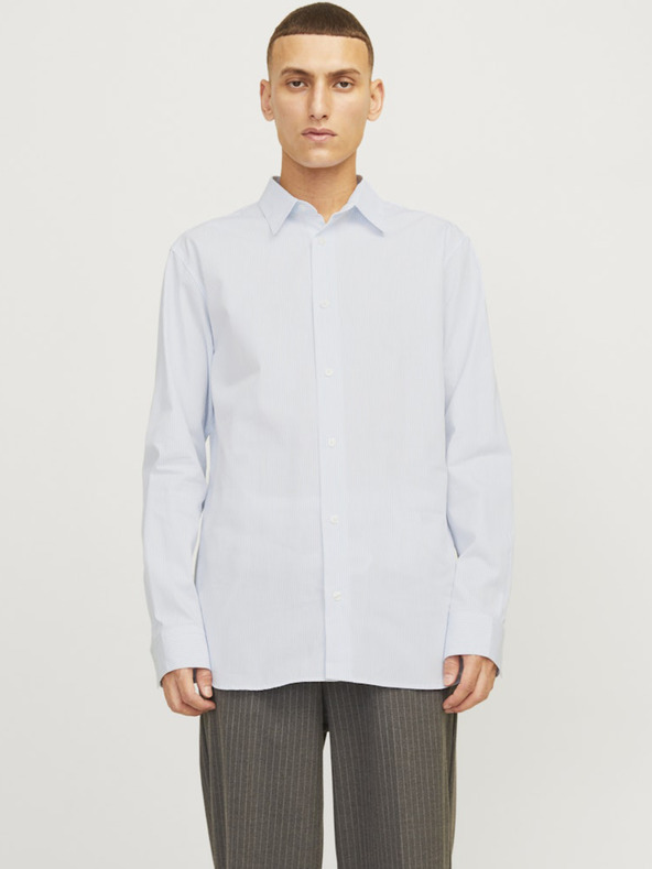 Jack & Jones Bílo-modrá pánská pruhovaná košile Jack & Jones Bushwick