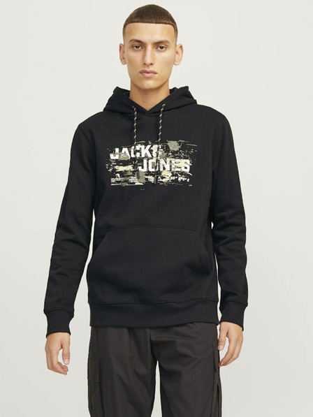 Jack & Jones Černá pánská mikina s kapucí Jack & Jones Outdoor