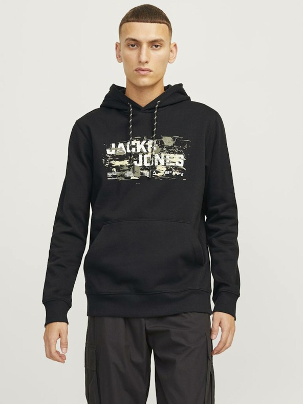 Jack & Jones Černá pánská mikina s kapucí Jack & Jones Outdoor