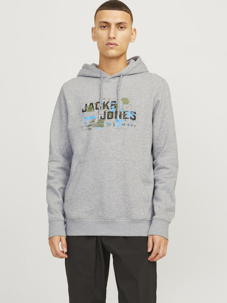 Jack & Jones Světle šedá pánská mikina s kapucí Jack & Jones Outdoor
