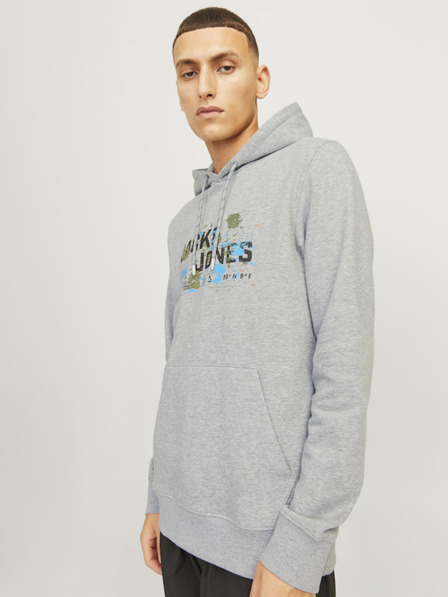 Jack & Jones Světle šedá pánská mikina s kapucí Jack & Jones Outdoor