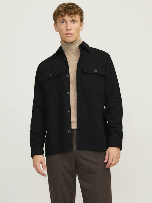 Jack & Jones Černá pánská lehká košilová bunda Jack & Jones Raymond