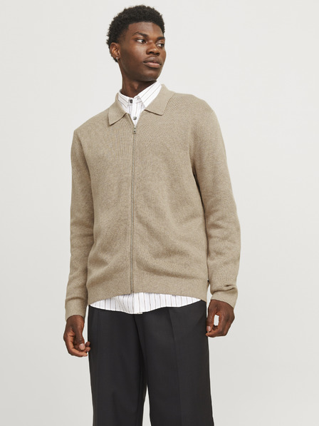 Jack & Jones Béžový pánský svetr na zip Jack & Jones Milano