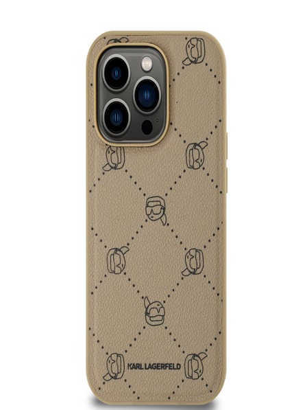 Karl Lagerfeld PU Karl Heads Pattern Magsafe Zadní Kryt pro iPhone 14 Pro Beige Karl Lagerfeld