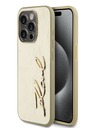 Karl Lagerfeld Wrinkled PU Signature Logo Zadní Kryt pro iPhone 15 Pro Max Gold Karl Lagerfeld