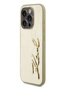 Karl Lagerfeld Wrinkled PU Signature Logo Zadní Kryt pro iPhone 15 Pro Max Gold Karl Lagerfeld