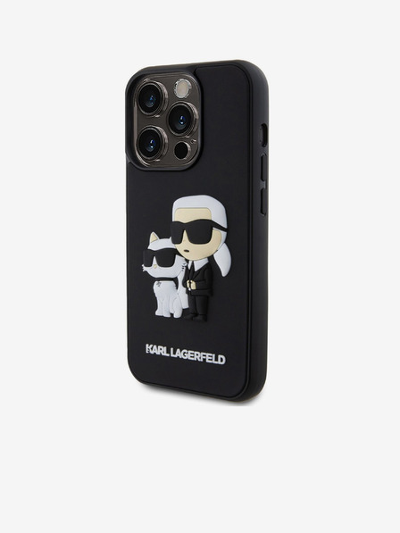 Karl Lagerfeld 3D Rubber Karl and Choupette Zadní Kryt pro iPhone 14 Pro Black Karl Lagerfeld
