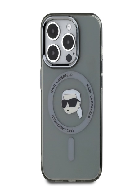 Karl Lagerfeld Karl Lagerfeld IML Karl Head Metal Frame MagSafe Zadní Kryt pro iPhone 15 Pro Black