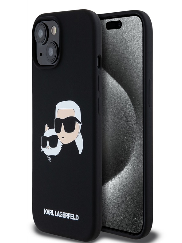 Karl Lagerfeld Liquid Silicone Double Heads Magsafe Zadní Kryt pro iPhone 15 Pro Max Black Karl Lagerfeld