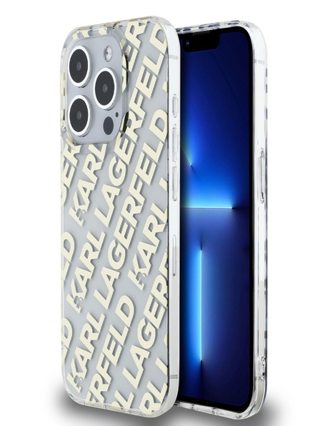 Karl Lagerfeld Karl Lagerfeld IML Electroplated Repeated Logo Zadní Kryt pro iPhone 15 Pro Max Gold