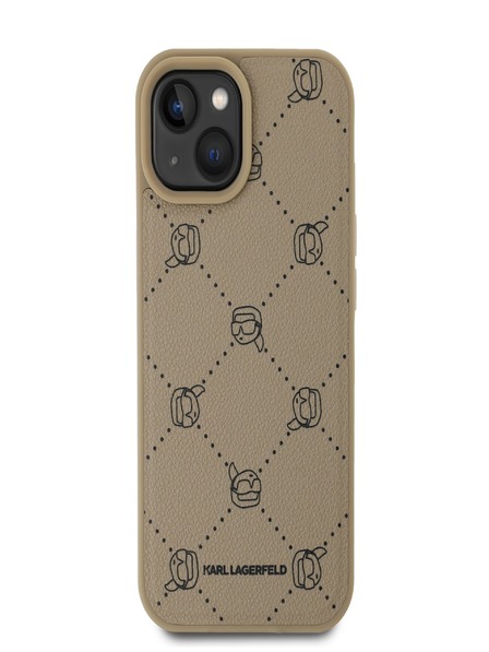 Karl Lagerfeld PU Karl Heads Pattern Magsafe Zadní Kryt pro iPhone 15 Beige Karl Lagerfeld